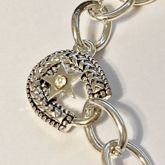 Vintage Horseshoe Steer Charm Bracelet Silver Plated Country Western Cowgirl 8" - Picture 6 of 11